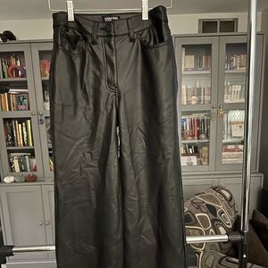 Faux-leather wide leg pants